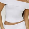 BASE Luxe Rib Off Shoulder Top Grey Marle