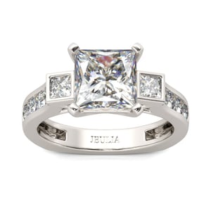 Jeulia European Shank Princess Cut Sterling Silver Ring