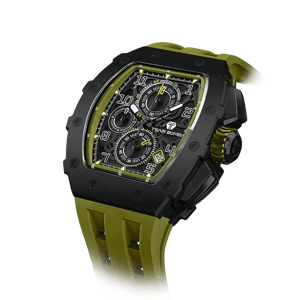 TSAR BOMBA Men's Affordable Luxury Quartz Watch | Olive Green | Tonneau Case | Seiko Quartz Movement | 5ATM Waterproof Silicone Strap | Elemental TB8204Q
