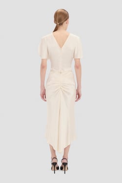 Victoria Beckham Bela Midi Skirt In Elderflower - 16 - Womens