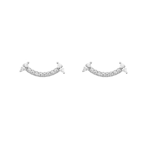 Jeulia "Shining Smile" Sterling Silver Stud Earrings