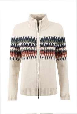 Weird Fish Lenka Fair Isle Full Zip Knit Cardigan Chalk Size 22