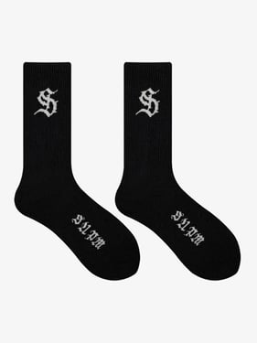 Street S Logo Design Black Socks - Black / ONE SIZE