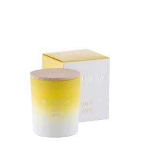 Galway Crystal Lime & Vetiver Wooden Lid Jar Candle Small