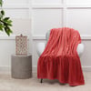 QE Home Chevron Plush Throw in Strawberry , Geometric, Red