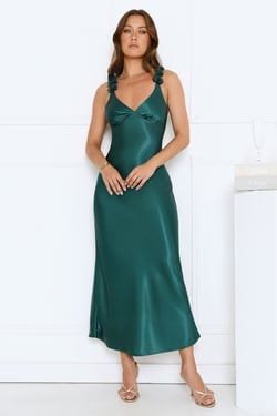 Petal Haze Satin Maxi Dress Teal