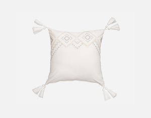 QE Home Charity Square Cushion Cover, Geometric, White, 18" x 18"