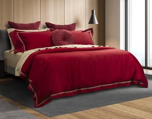 QE Home Chateau Duvet Cover, Cotton, Red, Super King