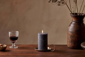 nkuku Rustic Soy Blend Pillar Candle | Candles & Home Fragrance | Small | Charcoal
