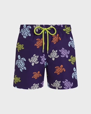 Vilebrequin - Men Micro-perforated Ultra-light And Packable Swim Shorts Tortues Multicolores - Swimwear - Mahina - Purple - Size XXL