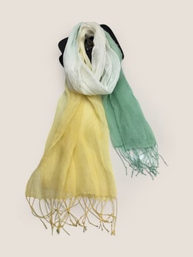 Linen Gradient Fringed Light Scarf - Lime Olive / One Size