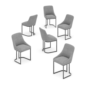 COLAMY LOFT Industrial U-Base Dining Chair - Dark Gray / Set of 6