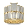 Jeulia Cluster Round Cut Sterling Silver Ring Set