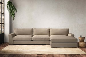 nkuku Guddu Large Right Hand Chaise Sofa | Make To Order | Brera Linen Pebble | No Colour