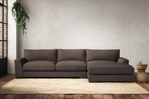 nkuku Guddu Large Right Hand Chaise Sofa | Make To Order | Recycled Cotton Mocha | No Colour