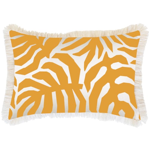 Cushion Cover-Coastal Fringe-Casa Palms Gold White-35cm x 50cm