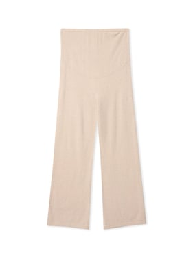 Organic Color Wide-Leg Knitted Maternity Cashmere Pants - XL / Beige / WK816-02