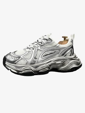 Chunky Sole Breathable Running Sneakers - White / 42