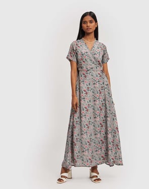 Maxi Wrap Dress - Green / XL