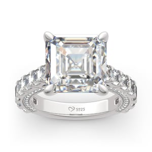 Jeulia Classic Asscher Cut Sterling Silver Ring