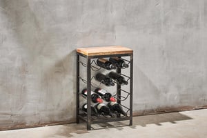 nkuku Obra Industrial Wine Rack | Storage Furniture | Small | Mango Wood And Iron