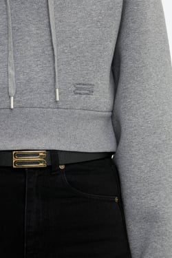 Victoria Beckham Cropped Structured Hoodie In Grey Marl - XL - Womens