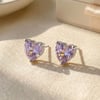 Alexandrite Heart Silver Stud Gemstone Earrings