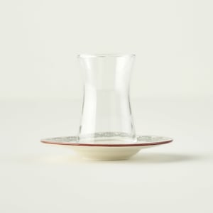 Indian Tea Glass Set with Saucers (6-Piece)