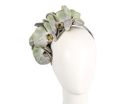 Bespoke pistachio green orchid flower headband Fillies Collection