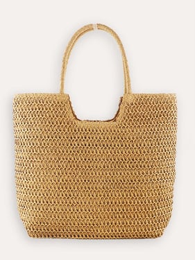 Ring Handle Woven Tote - Light Brown / One-Size