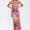 Pixie Drift Halter Mesh Maxi Dress Purple