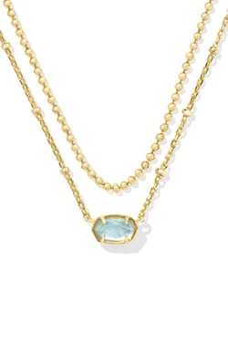 Emilie Gold Multi Strand Necklace Light Blue Illusion