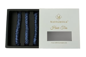 Midnight Blue Silk Hair Ties Set - Midnight Blue