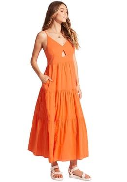 By the Sea Maxi Dress Mandarin - L