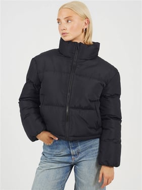Brave Soul Padded Puffer Coat - Black - 8