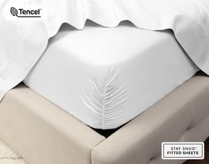QE Home 500TC Eucalyptus Luxe TENCEL™ Lyocell Sheet Set Fitted Sheet in White, King