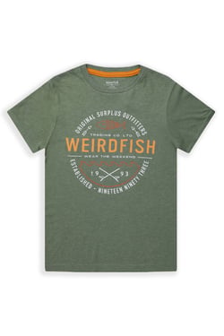 Weird Fish Ripple Kids Eco Graphic T-Shirt Army Green Size 3-4