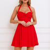 Golden Warmth Halter Mini Dress Red
