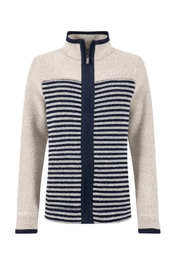 Weird Fish Zoe Full Zip Striped Colour Block Macaroni Ecru Size 8