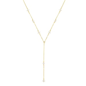 Posy Y Chain Necklace Sterling Silver Gold