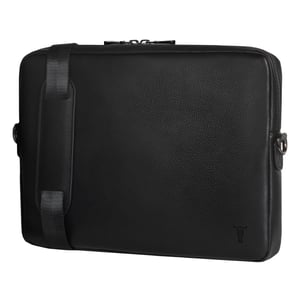 Slim Leather Laptop Bag - Black