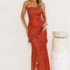 Gilded Muse Mesh Maxi Dress Red