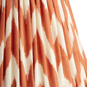 16cm empire gathered lampshade in orange printed linen ikat