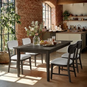 COLAMY PURA Solid Wood Dining Chair with OEKO-TEX® Fabric - Black / Set of 4
