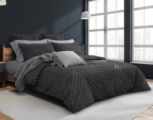 QE Home Jonas Duvet Cover, Cotton, Geometric, Black, Twin