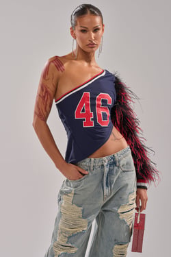 AKIRA Superbowl Party One Sleeve T-Shirt | Black | Size 1X