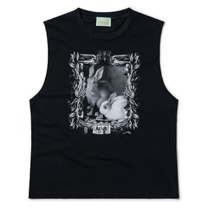 Aries Womens Faded Bunny Muscle Vest Black
