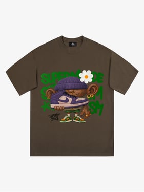 Street Cartoon Sneaker Graffiti Sneaker T-shirt - Brown / XXL