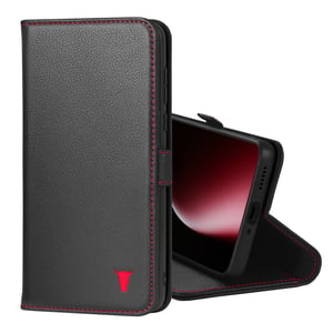 Honor Magic 7 Pro Leather Case - Black with Red Detail