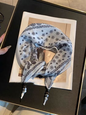 Bohemian Floral Multi-Functional Silk Scarf - Dove Print / One Size